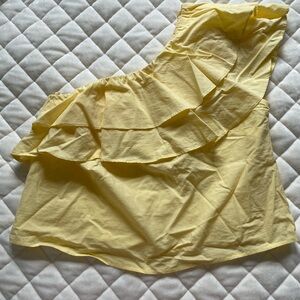 Yellow Ruffled Women's of the shoulder Tank